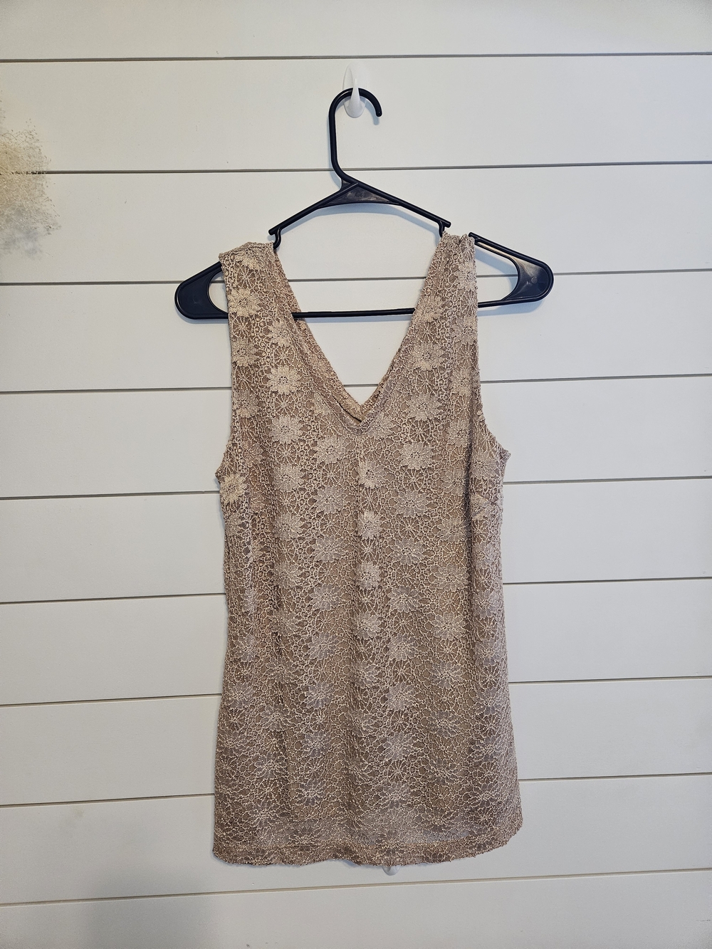 Banana Republic Beige Lace V-Neck Sleeveless Top